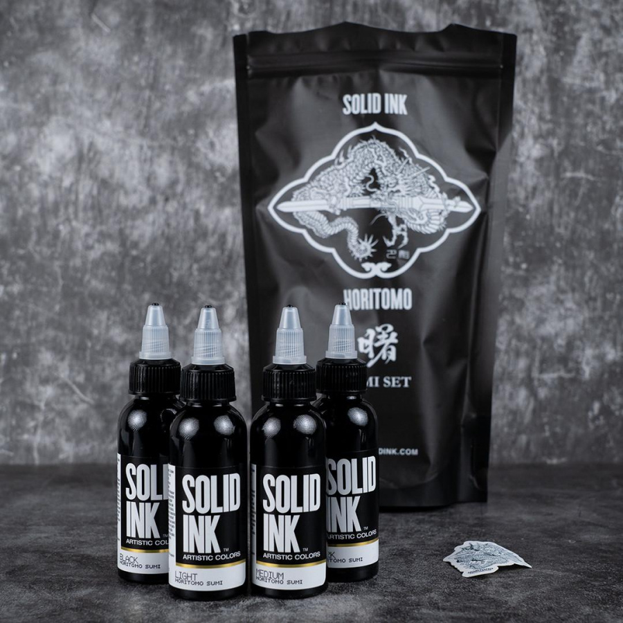 Набор красок Solid Ink Horitomo Sumi Set (Black, Dark, Medium, Light) – цена, описание и отзывы — фото